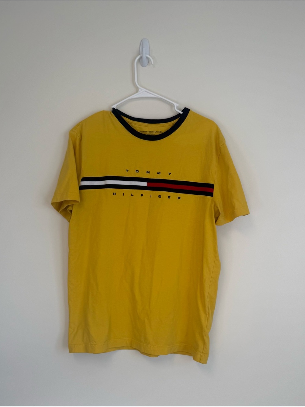 Tommy Hilfiger Men’s Yellow Logo Stripe Crew Tee